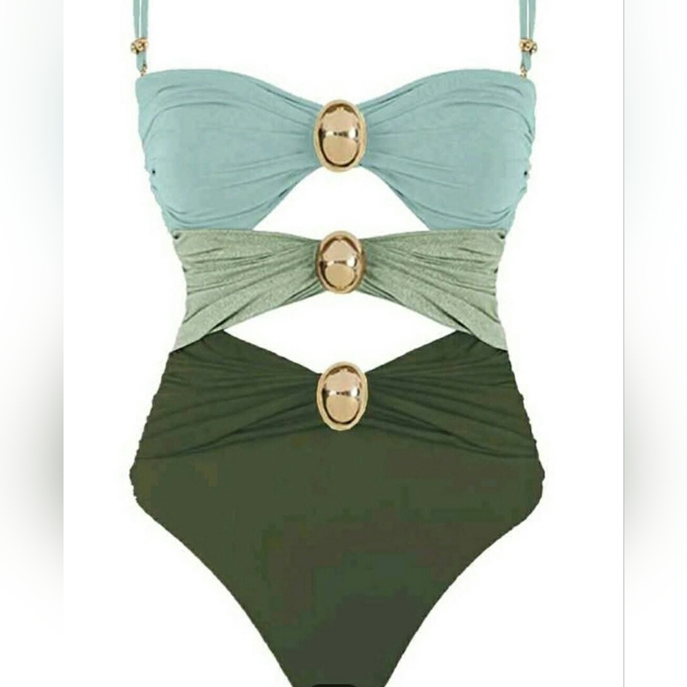 Women's Colorblock Monokini One Piece Swimsuit With Removable Straps. Size XL